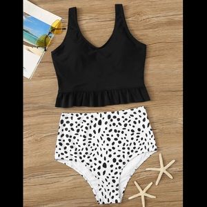 High waisted Dalmatian print two piece